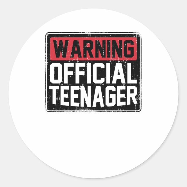 Warning Official Teenage Birthday Classic Round Sticker (Front)