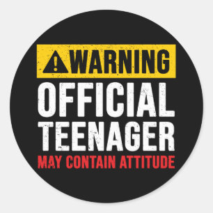 Warning Official Teenager 13th Birthday Gift Classic Round Sticker