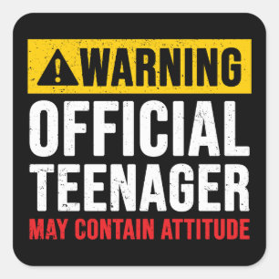 Warning Official Teenager 13th Birthday Gift Square Sticker