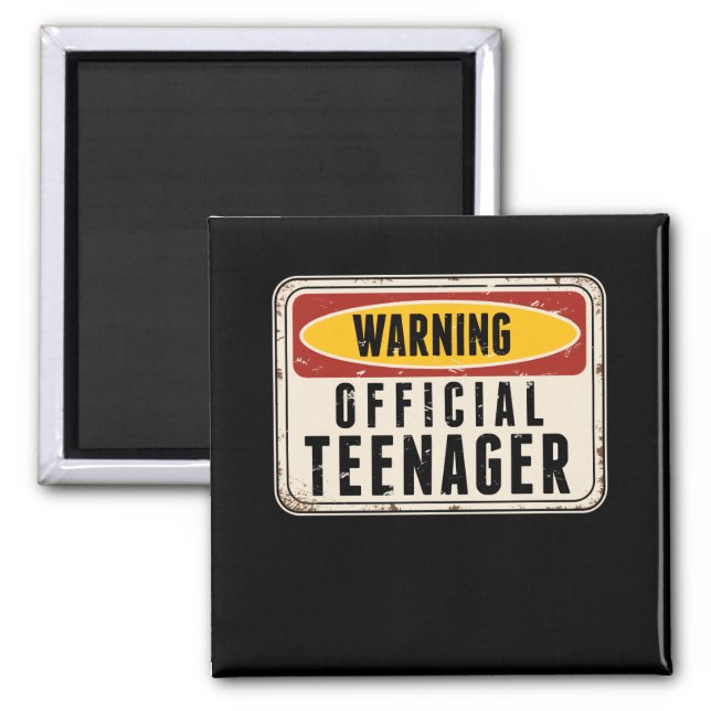 Warning Official Teenager Boys Girls 13th Birthday Magnet (Front)