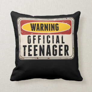 Warning Official Teenager Boys Girls 13th Birthday Throw Pillow