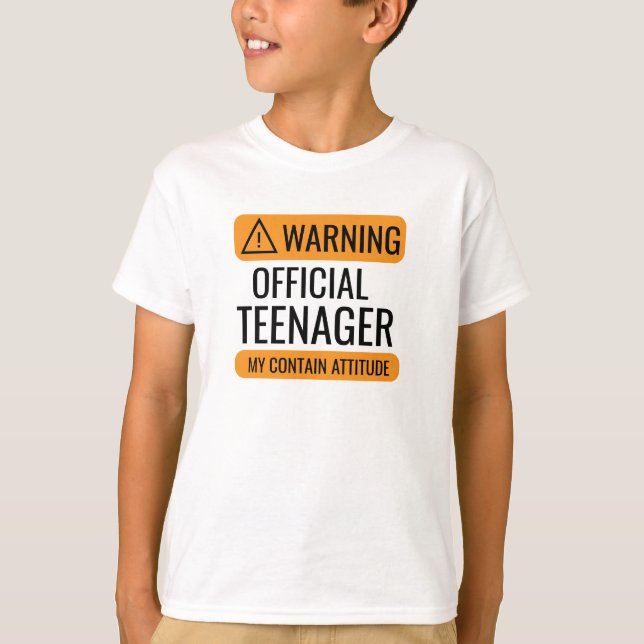Warning Official Teenager T-Shirt – Funny Birthday (Devant)