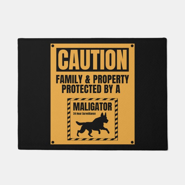 Warning Owner Is Protected By A Maligator Malinois Doormat (Front)