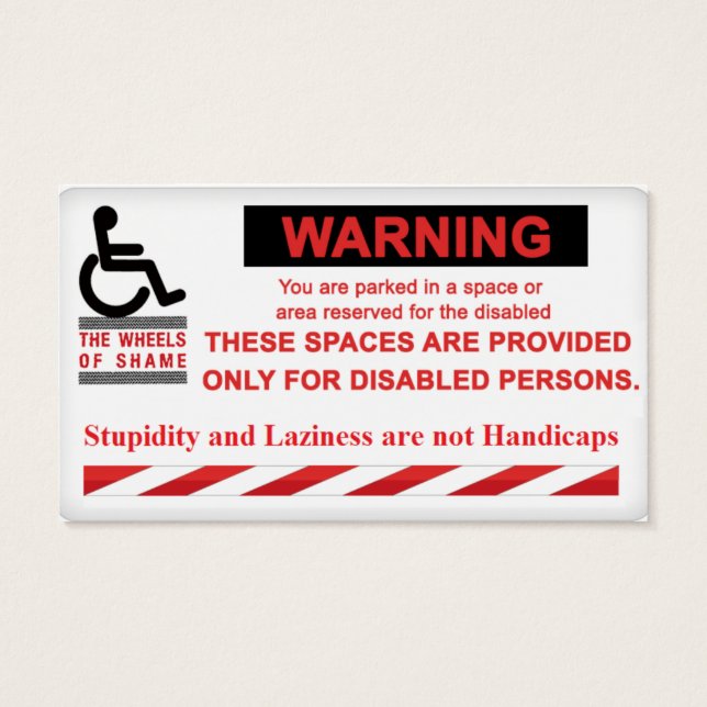 Warning Parking for People with Disabilities Only! (Back)