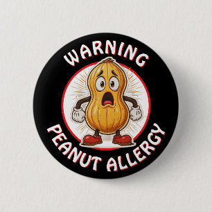 Warning Peanut Allergy Alert   2 Inch Round Button