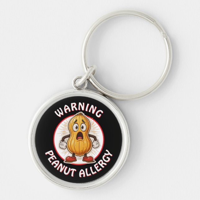 Warning Peanut Allergy Alert   Keychain (Front)