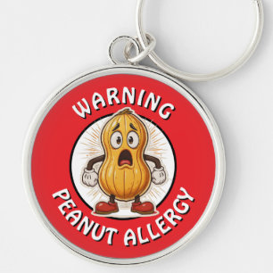 Warning Peanut Allergy Alert   Keychain