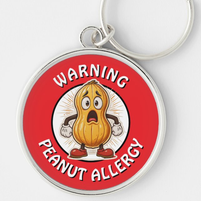 Warning Peanut Allergy Alert   Keychain (Front)