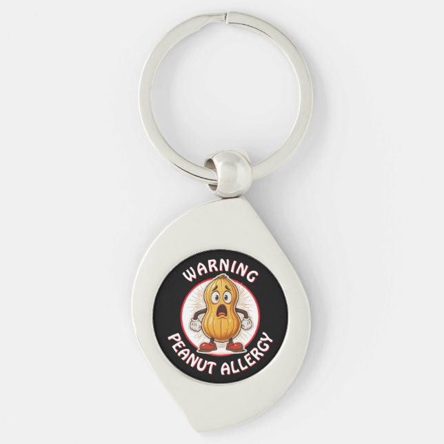 Warning Peanut Allergy Alert   Keychain (Front)