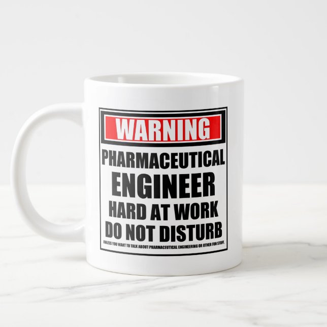 Warning Pharmaceutical Engineer Hard At Work Large Coffee Mug (Left)