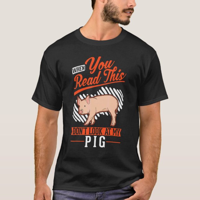 Warning Piggy Farmer Pig T-Shirt (Front)