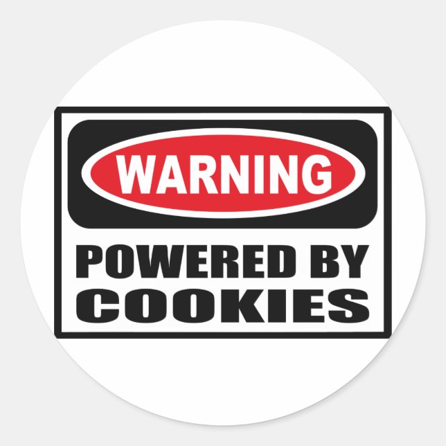 Warning POWERED BY COOKIES Sticker (Front)