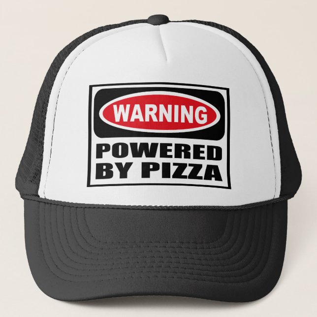 Warning POWERED BY PIZZA Hat (Front)
