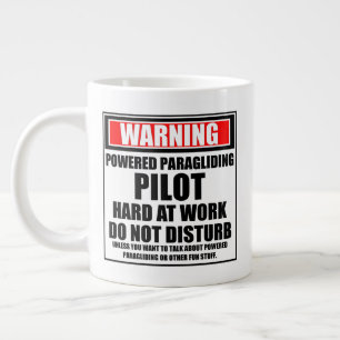 Warning Powered Paragliding Pilot Hard At Work Large Coffee Mug