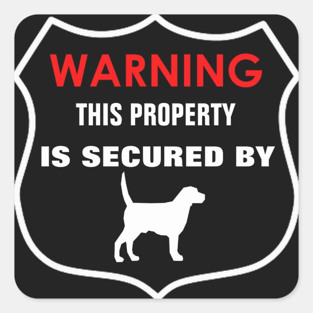 WARNING PROPERTY SECURED BY DOG STICKER (Front)