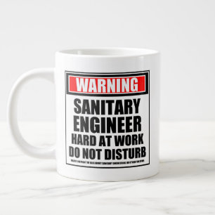 Warning Sanitary Engineer Hard At Work Large Coffee Mug