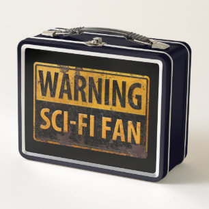 WARNING SCI-FI FAN  - Metal Danger Caution Sign Lunch Box