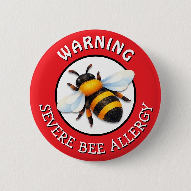 Warning Severe BEE Allergy Alert Button (Front)