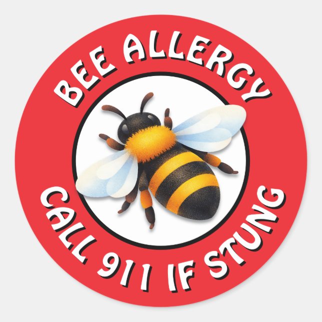 Warning Severe BEE Allergy Alert Button Classic Round Sticker (Front)