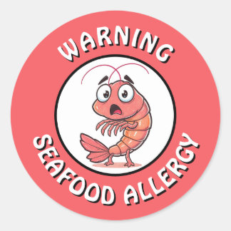 Warning Severe Seafood Allergy Alert Button Classic Round Sticker