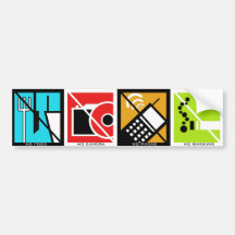 Warning Sign 4in1 Sticker Bumper Stickers