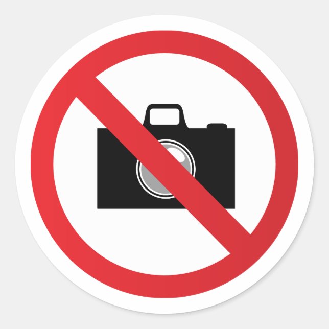 Warning sign no camera classic round sticker (Front)