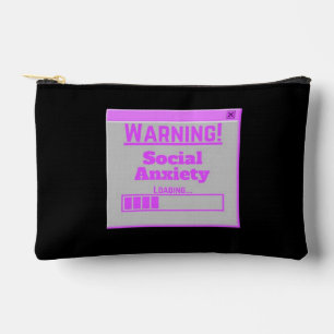 Warning Social Anxiety Pink Loading Tab  Accessory Pouch