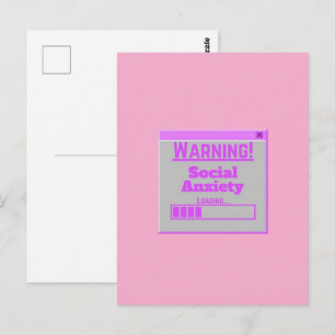 Warning Social Anxiety Pink Loading Tab Postcard