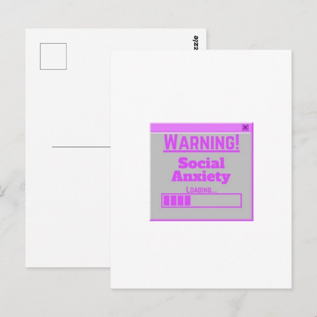 Warning Social Anxiety Pink Loading Tab  Postcard (Front/Back)