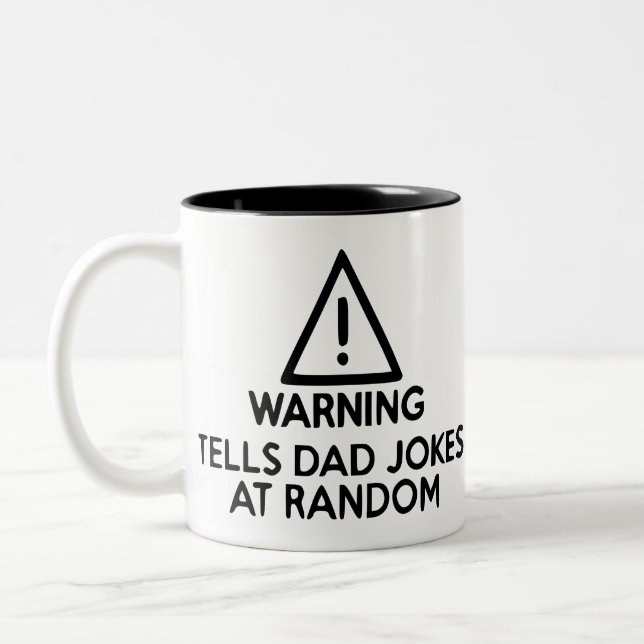 Warning, Tells Dad Jokes At Random Two-Tone Coffee Mug (Left)