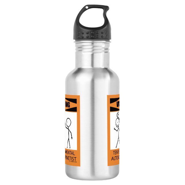 Warning! Temperamental Alto Clarinet Player! 532 Ml Water Bottle (Front)