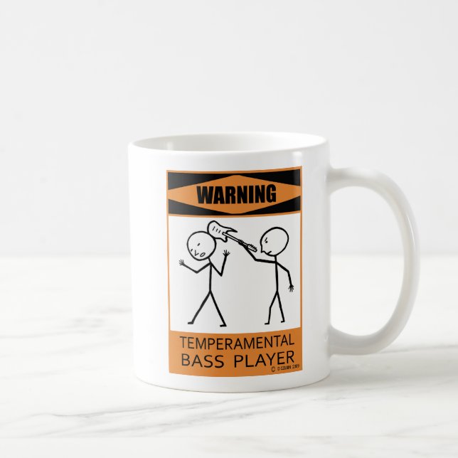Warning Temperamental Bass Player Coffee Mug (Right)