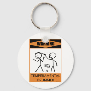 Warning Temperamental Drummer Keychain