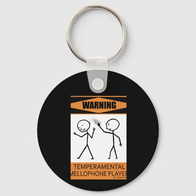 Warning Temperamental Mellophone Player Keychain (Front)