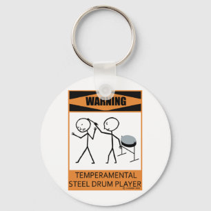 Warning Temperamental Steel Drum Player Keychain
