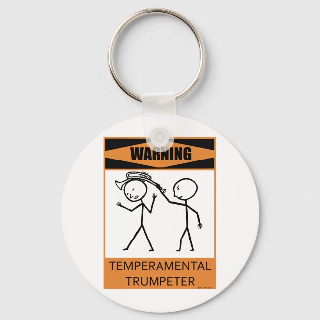 Warning Temperamental Trumpeter Keychain (Front)