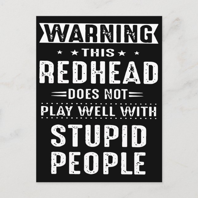 warning this redhead does not play well with stupi postcard (Front)