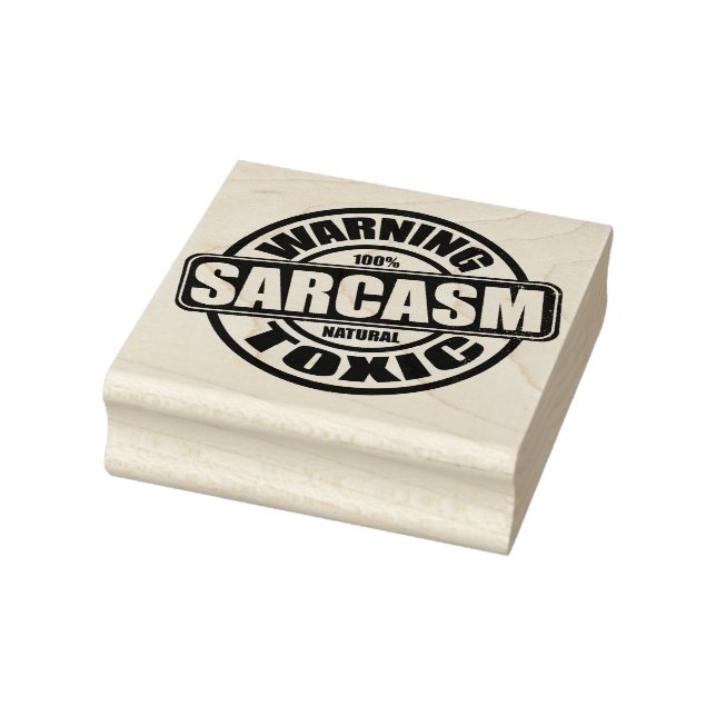 Warning Toxic Sarcasm Funny Label Rubber Stamp (Stamp)