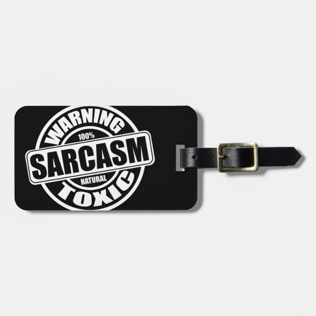Warning Toxic Sarcasm Label Luggage Tag (Front Horizontal)