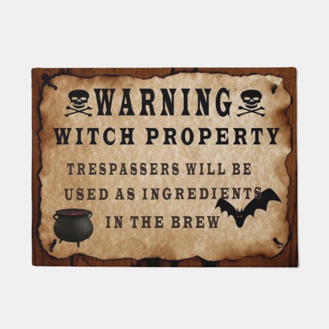 Warning Witch Property Doormat (Front)