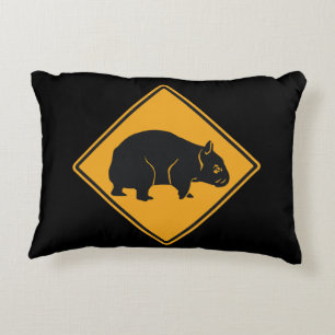 Warning Wombat Crossing Accent Pillow