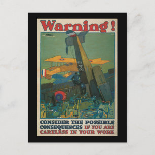 Warning World War II Postcard