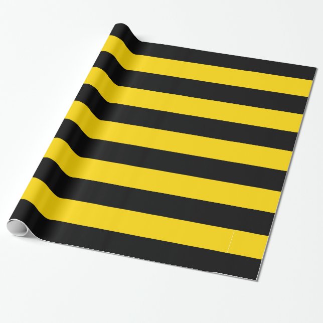 Warning Yellow and Black Caution Striped Wrapping Paper (Unrolled)
