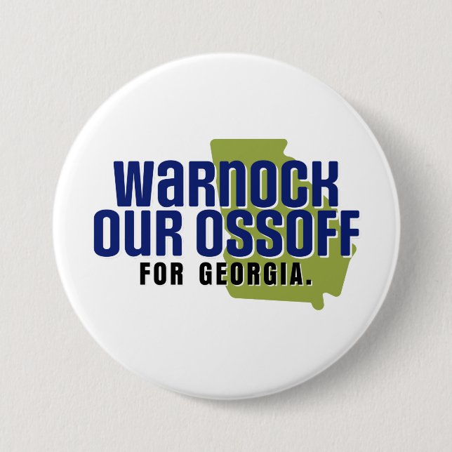 Warnock Our Ossoff 3 Inch Round Button (Front)