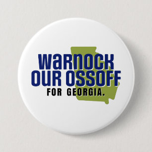 Warnock Our Ossoff 3 Inch Round Button