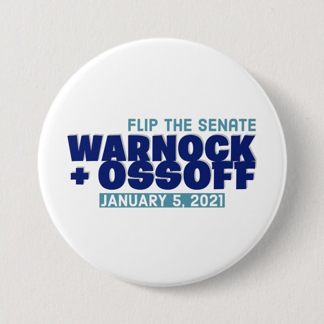 Warnock Our Ossoff 3 Inch Round Button (Front)