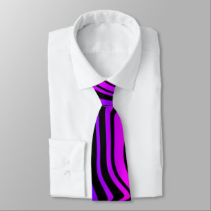 Warped Black and Neon Purple Colour Neck Tie