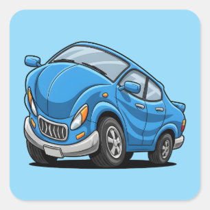Warped Blue Cartoon Auto Square Sticker
