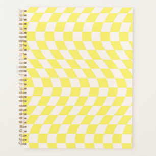 Warped Check Retro Checkerboard Soft Yellow Planner