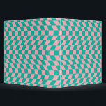 Warped Check Retro Chequerboard Pink Green Pattern Binder<br><div class="desc">Cool warped checkers in pastel blueish green and pastel pink colour. A nice retro psychedelic design that takes you to the wonderland. Twisted,  wavy,  warped chequerboard,  warped checks,  warped chequered dorm room student preppy ring binder.</div>